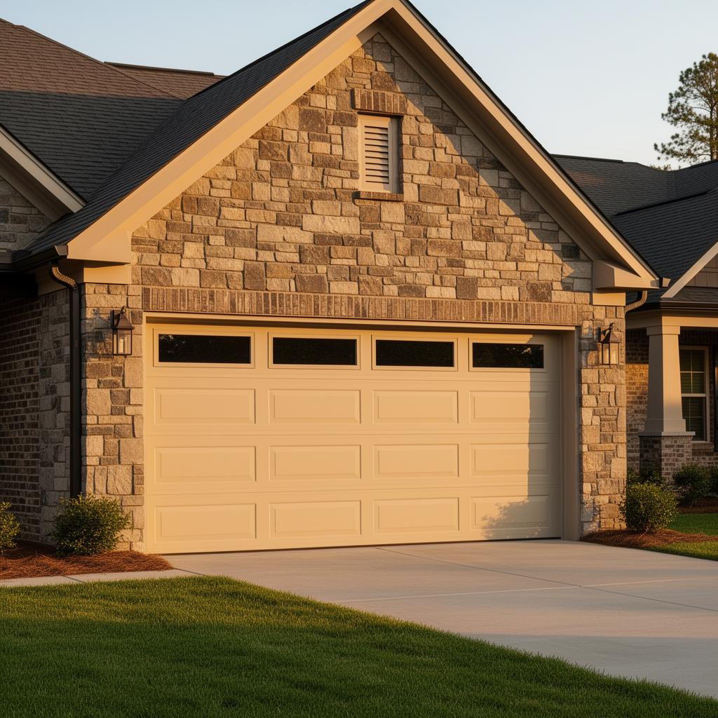 Newly serviced residential garage door in South Charlotte, NC